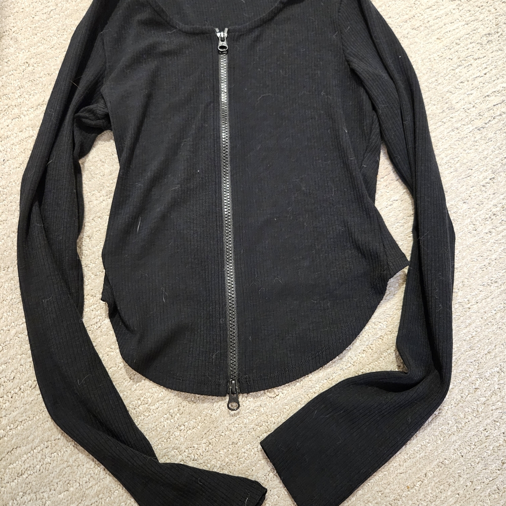 ALO Yoga Black Zippered Sweatshirt
